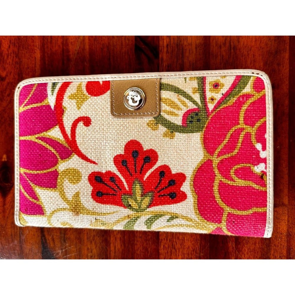 Spartina 449 Linen Leather Carson Cottage Snap Wallet Floral Daufuskie Island